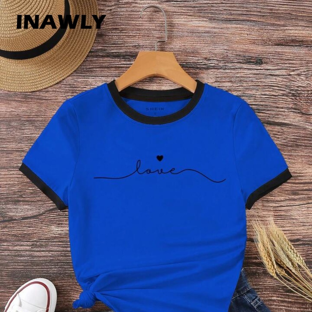 SHEIN Blue and Black 🖤💙Love• Tee Shirt
